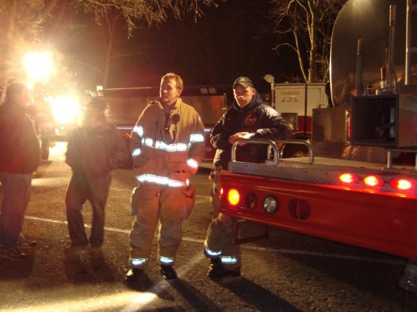 11/17/08 - The Chief and the Captain at the Bedford Hills FD tanker drill.